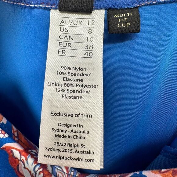 Nip Tuck Swimsuit One Piece Size 8 Tummy Control Ruched Slimming Blue Paisley - Picture 11 of 13